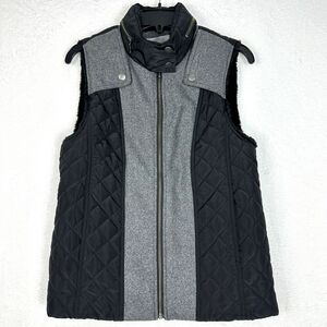Tart Collections Donnah Wool Blend Vest Size Medium Grey Faux Fur Lined Hooded